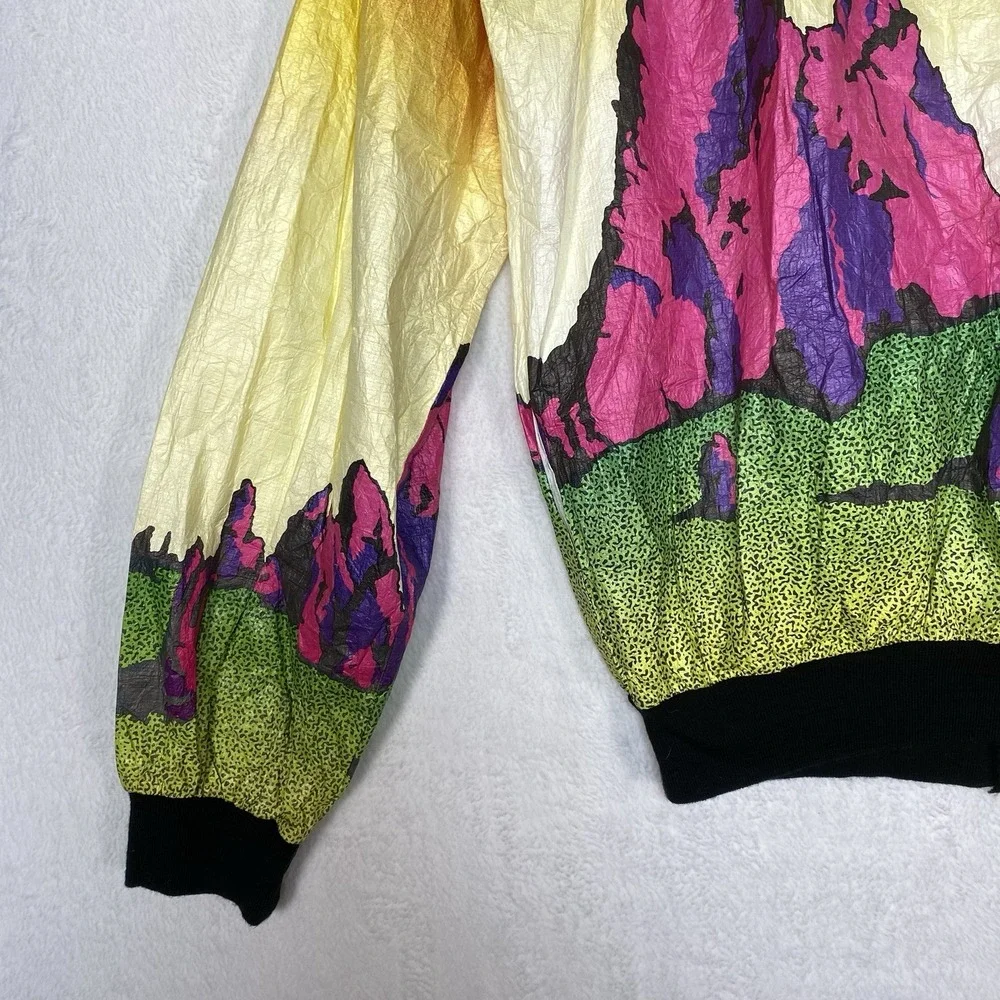 Vtg‎ 1989 Garden of the Gods 10 Mile Run Tyvek Jacket M 80s Neon Retro Running M